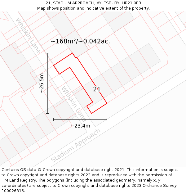 21, STADIUM APPROACH, AYLESBURY, HP21 9ER: Plot and title map