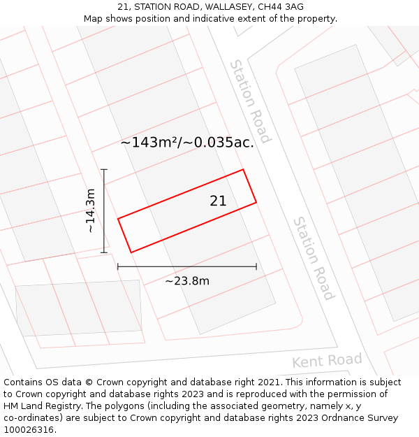 21, STATION ROAD, WALLASEY, CH44 3AG: Plot and title map