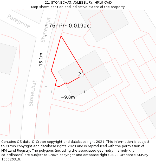 21, STONECHAT, AYLESBURY, HP19 0WD: Plot and title map