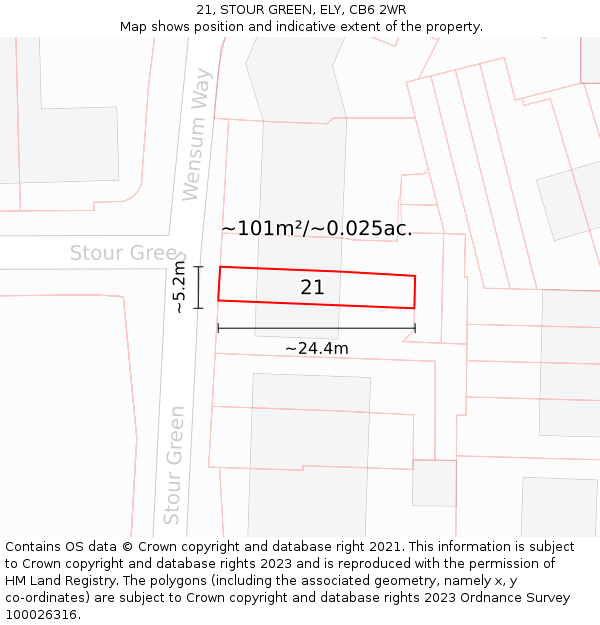 21, STOUR GREEN, ELY, CB6 2WR: Plot and title map