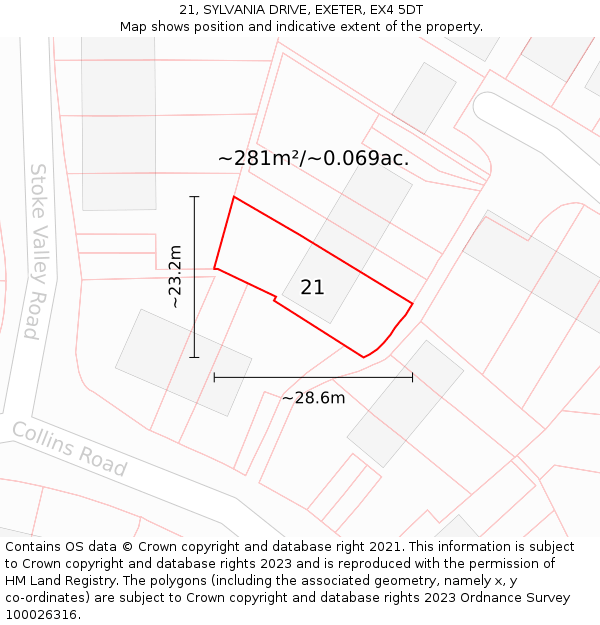 21, SYLVANIA DRIVE, EXETER, EX4 5DT: Plot and title map