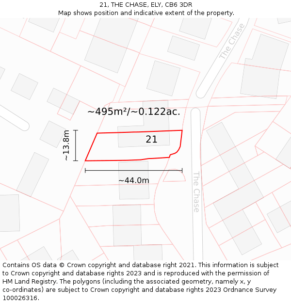 21, THE CHASE, ELY, CB6 3DR: Plot and title map