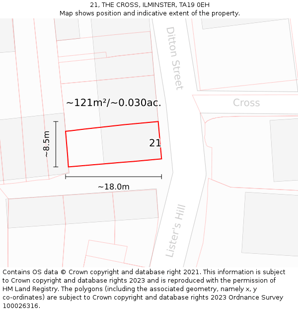 21, THE CROSS, ILMINSTER, TA19 0EH: Plot and title map