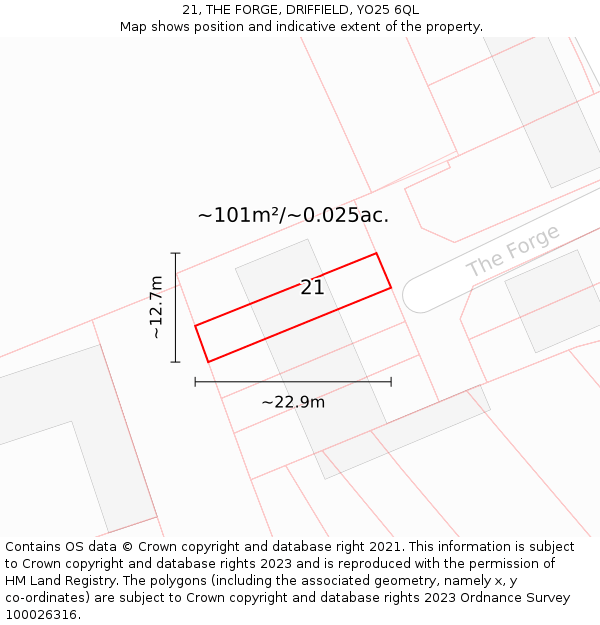 21, THE FORGE, DRIFFIELD, YO25 6QL: Plot and title map