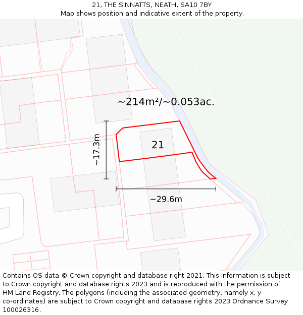 21, THE SINNATTS, NEATH, SA10 7BY: Plot and title map