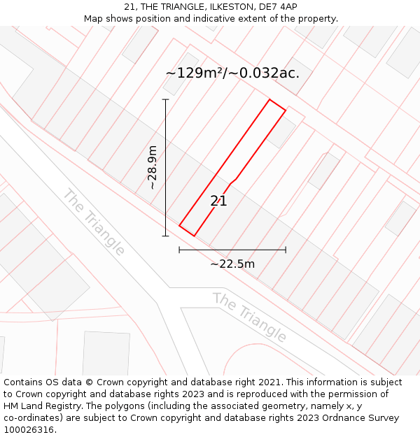 21, THE TRIANGLE, ILKESTON, DE7 4AP: Plot and title map