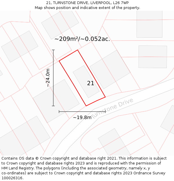 21, TURNSTONE DRIVE, LIVERPOOL, L26 7WP: Plot and title map