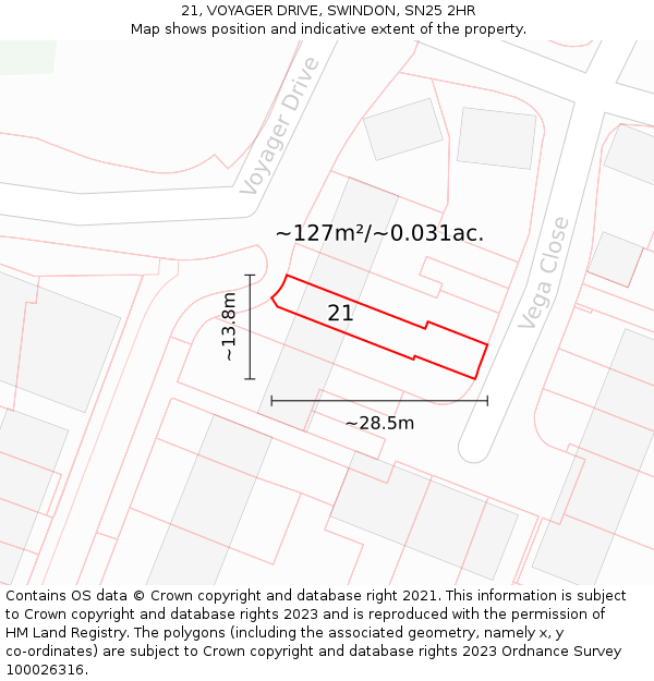 21, VOYAGER DRIVE, SWINDON, SN25 2HR: Plot and title map