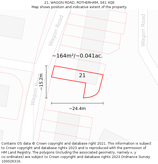 21, WAGON ROAD, ROTHERHAM, S61 4QE: Plot and title map