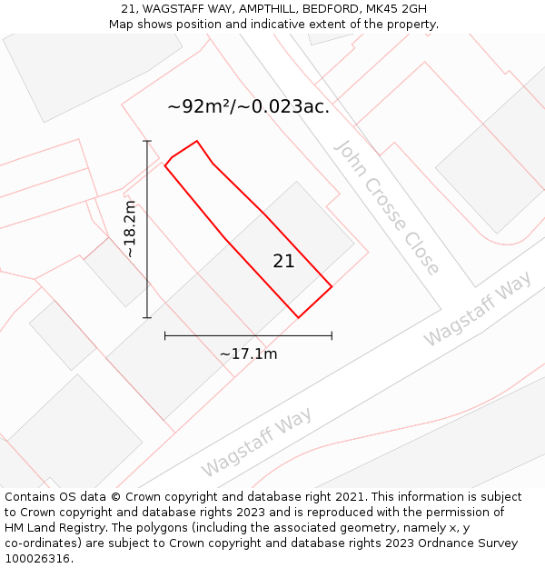 21, WAGSTAFF WAY, AMPTHILL, BEDFORD, MK45 2GH: Plot and title map