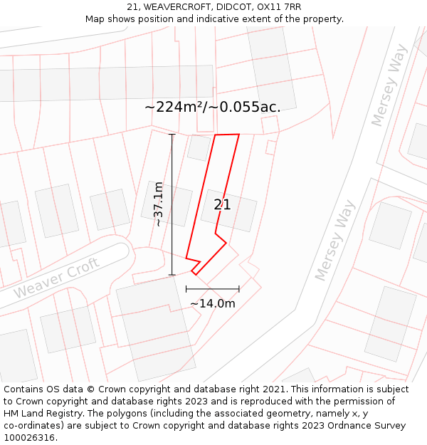 21, WEAVERCROFT, DIDCOT, OX11 7RR: Plot and title map