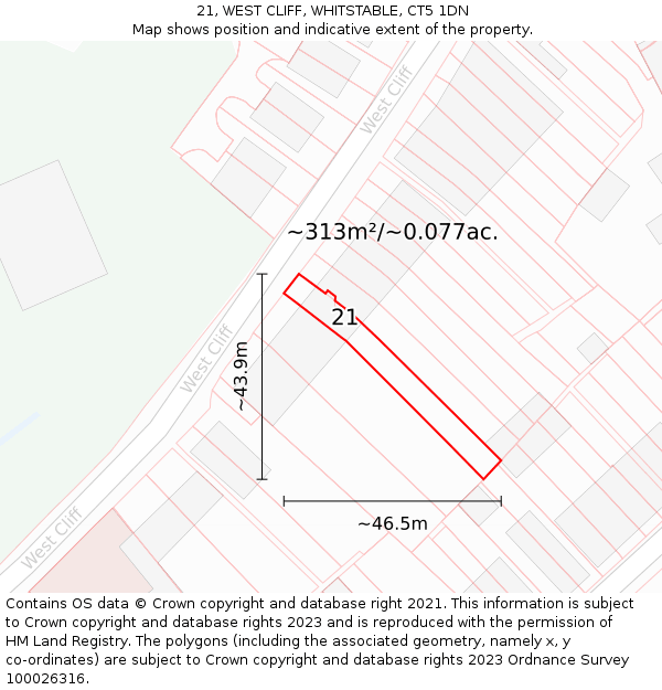 21, WEST CLIFF, WHITSTABLE, CT5 1DN: Plot and title map