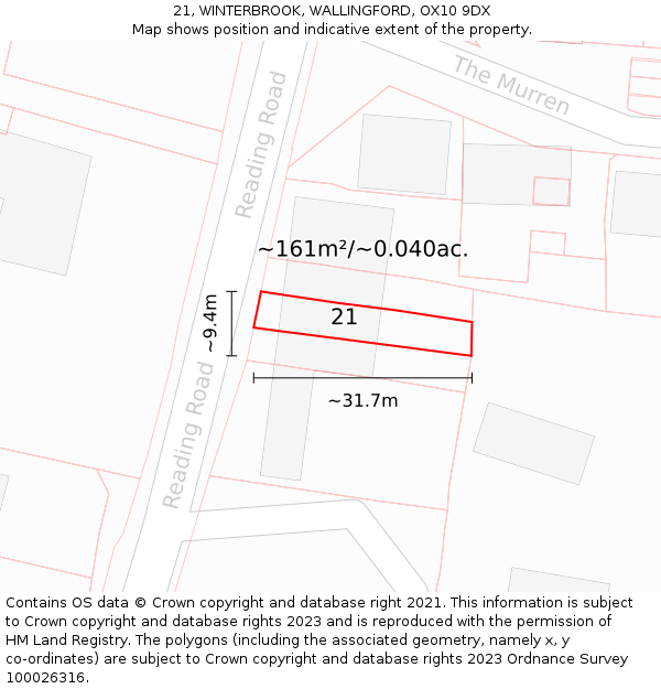 21, WINTERBROOK, WALLINGFORD, OX10 9DX: Plot and title map