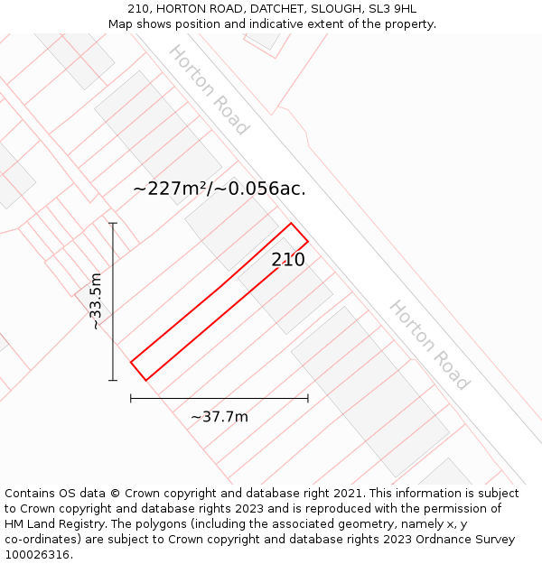 210, HORTON ROAD, DATCHET, SLOUGH, SL3 9HL: Plot and title map