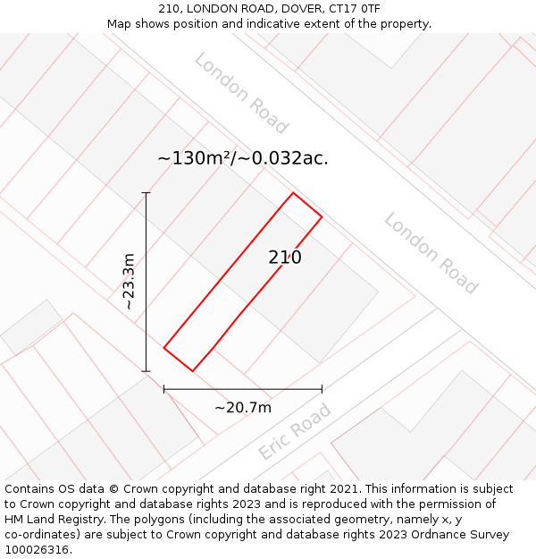 210, LONDON ROAD, DOVER, CT17 0TF: Plot and title map