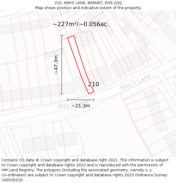 210, MAYS LANE, BARNET, EN5 2QQ: Plot and title map