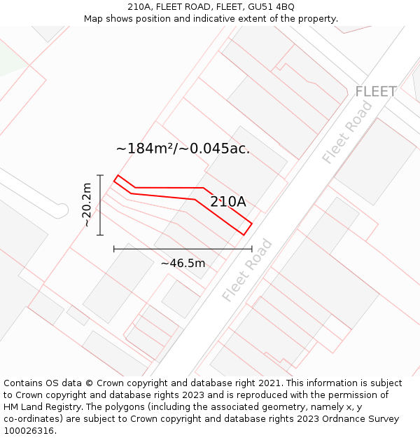 210A, FLEET ROAD, FLEET, GU51 4BQ: Plot and title map