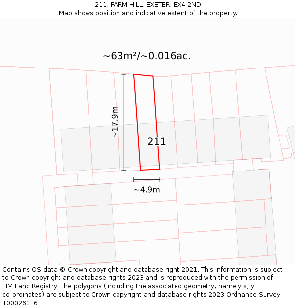 211, FARM HILL, EXETER, EX4 2ND: Plot and title map