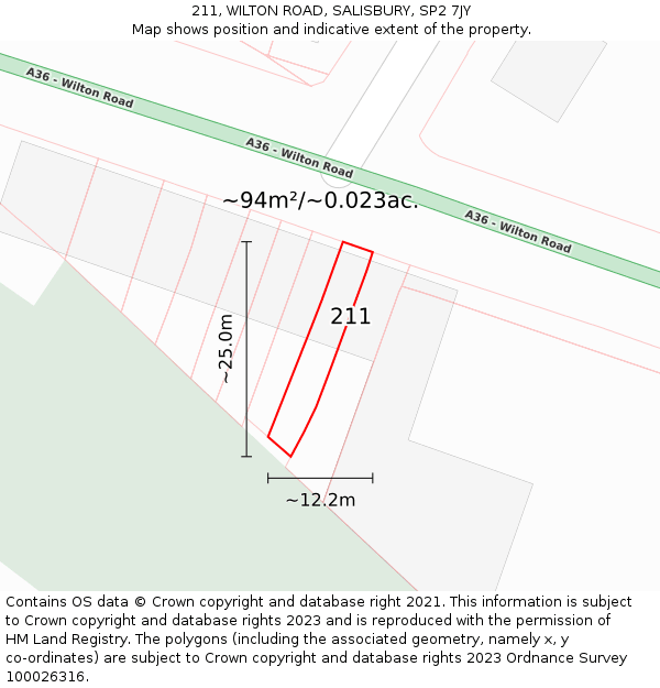 211, WILTON ROAD, SALISBURY, SP2 7JY: Plot and title map