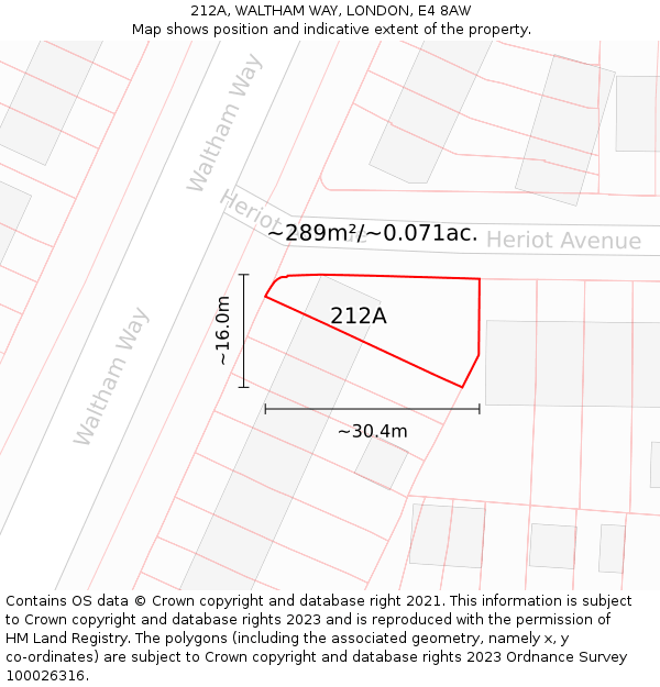 212A, WALTHAM WAY, LONDON, E4 8AW: Plot and title map