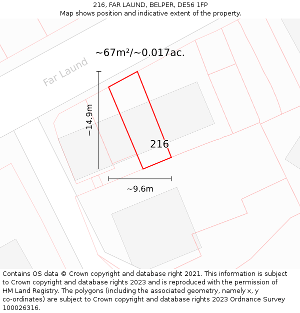 216, FAR LAUND, BELPER, DE56 1FP: Plot and title map