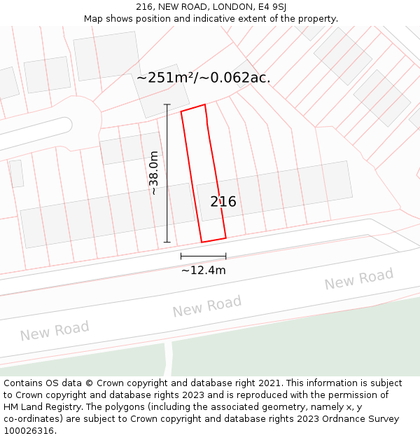 216, NEW ROAD, LONDON, E4 9SJ: Plot and title map