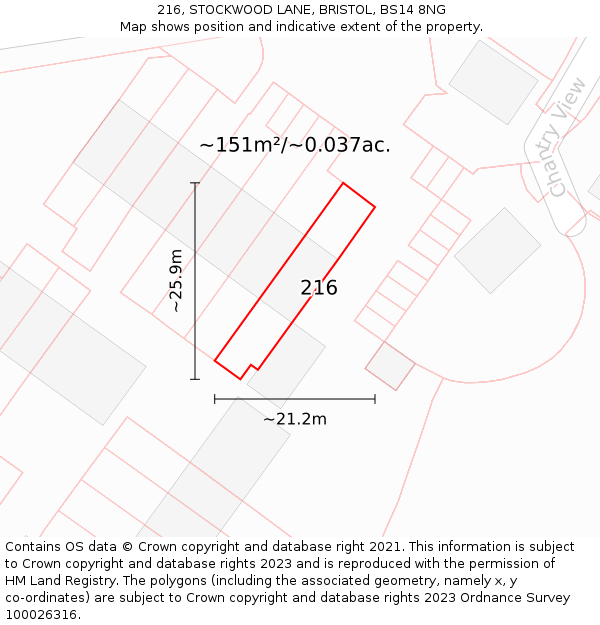 216, STOCKWOOD LANE, BRISTOL, BS14 8NG: Plot and title map