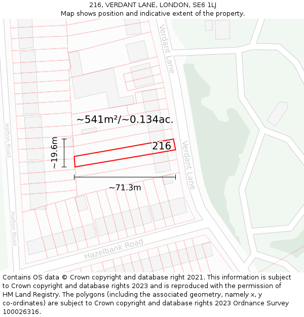 216, VERDANT LANE, LONDON, SE6 1LJ: Plot and title map