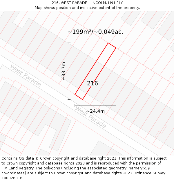 216, WEST PARADE, LINCOLN, LN1 1LY: Plot and title map