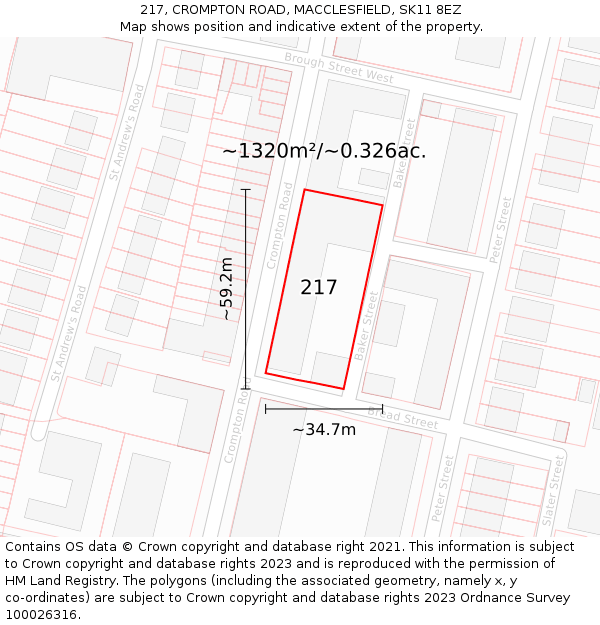 217, CROMPTON ROAD, MACCLESFIELD, SK11 8EZ: Plot and title map