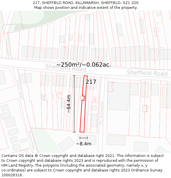 217, SHEFFIELD ROAD, KILLAMARSH, SHEFFIELD, S21 1DX: Plot and title map