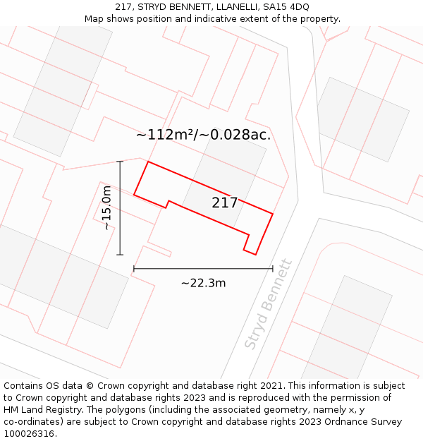 217, STRYD BENNETT, LLANELLI, SA15 4DQ: Plot and title map