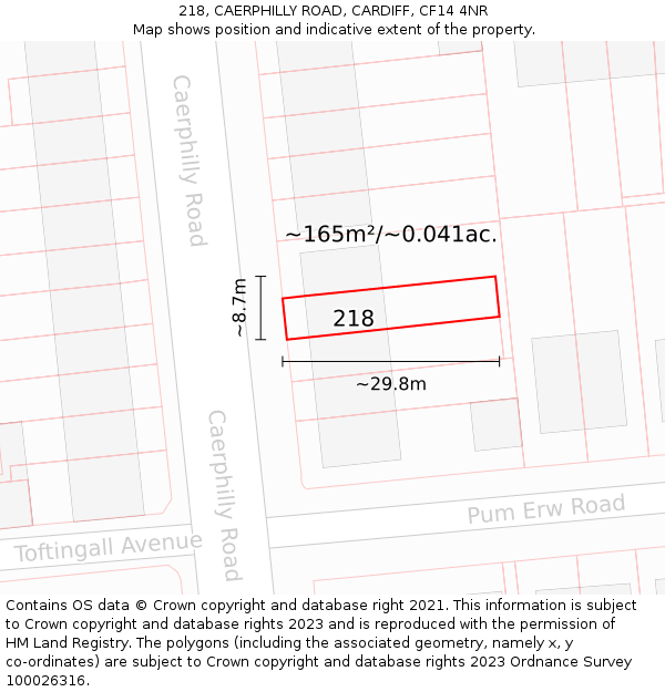 218, CAERPHILLY ROAD, CARDIFF, CF14 4NR: Plot and title map