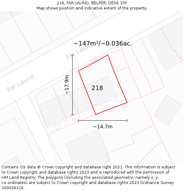 218, FAR LAUND, BELPER, DE56 1FP: Plot and title map