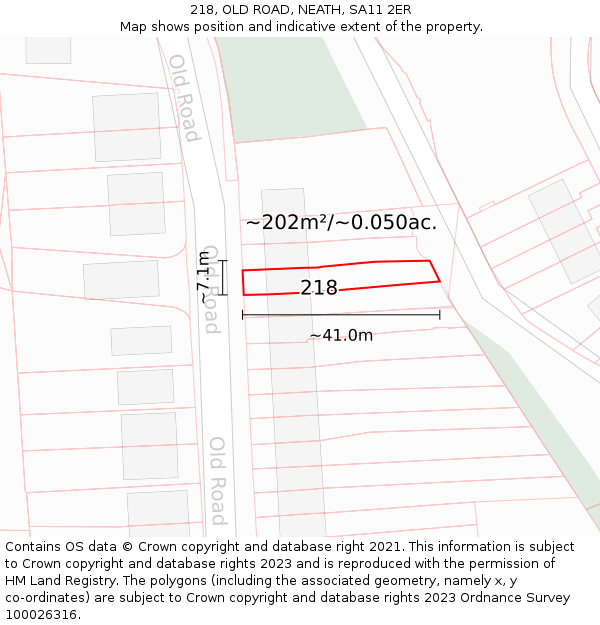 218, OLD ROAD, NEATH, SA11 2ER: Plot and title map