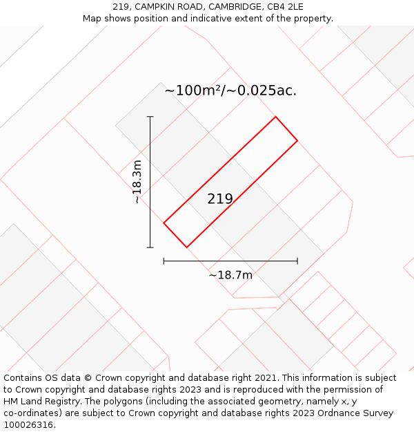 219, CAMPKIN ROAD, CAMBRIDGE, CB4 2LE: Plot and title map