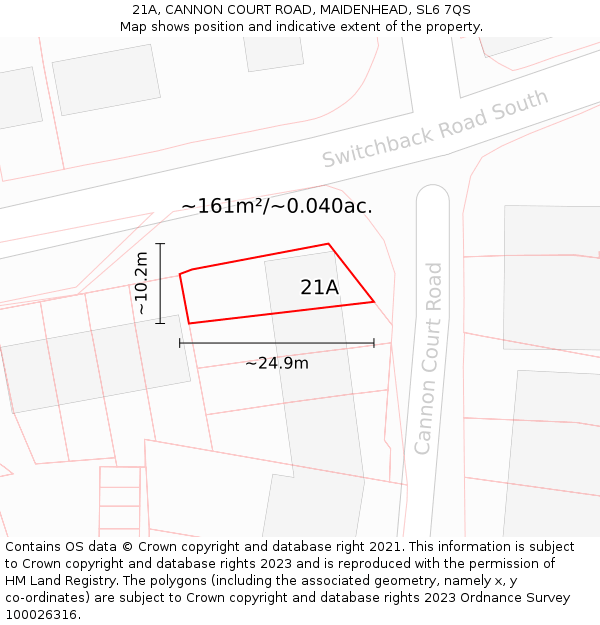 21A, CANNON COURT ROAD, MAIDENHEAD, SL6 7QS: Plot and title map