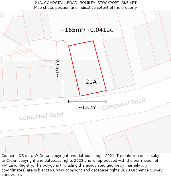 21A, COMPSTALL ROAD, ROMILEY, STOCKPORT, SK6 4BT: Plot and title map