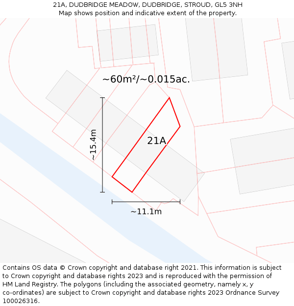 21A, DUDBRIDGE MEADOW, DUDBRIDGE, STROUD, GL5 3NH: Plot and title map