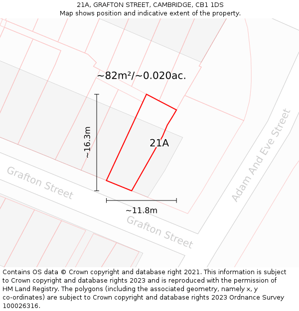 21A, GRAFTON STREET, CAMBRIDGE, CB1 1DS: Plot and title map