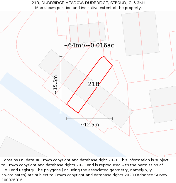 21B, DUDBRIDGE MEADOW, DUDBRIDGE, STROUD, GL5 3NH: Plot and title map