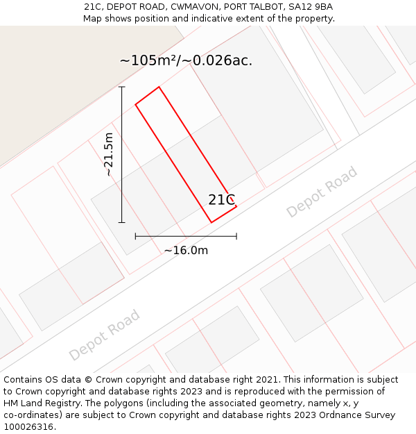 21C, DEPOT ROAD, CWMAVON, PORT TALBOT, SA12 9BA: Plot and title map