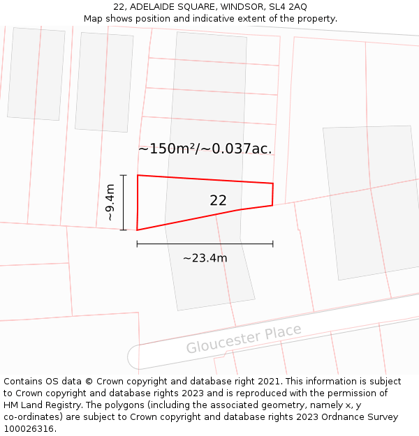 22, ADELAIDE SQUARE, WINDSOR, SL4 2AQ: Plot and title map