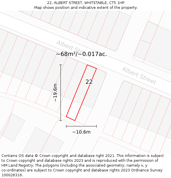 22, ALBERT STREET, WHITSTABLE, CT5 1HP: Plot and title map