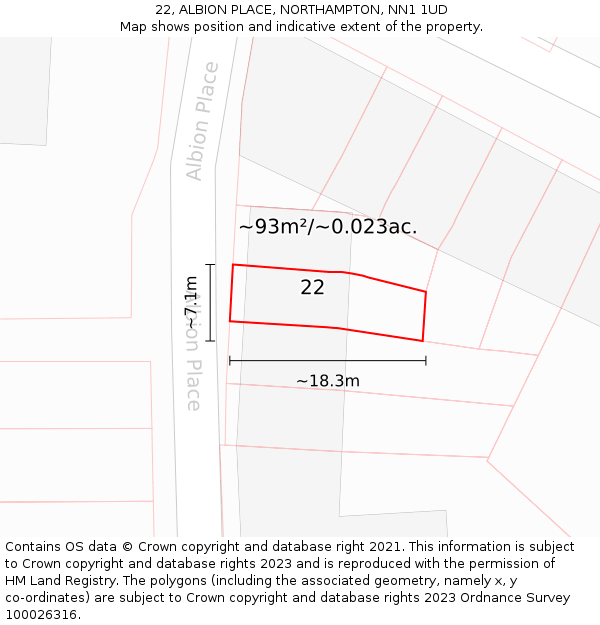 22, ALBION PLACE, NORTHAMPTON, NN1 1UD: Plot and title map