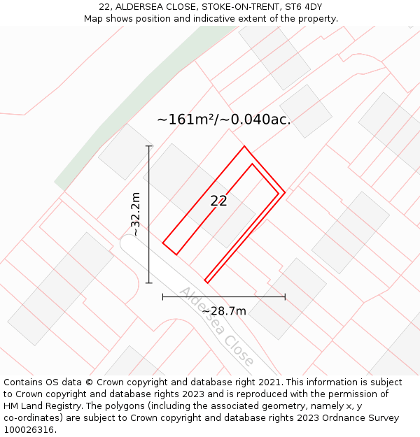 22, ALDERSEA CLOSE, STOKE-ON-TRENT, ST6 4DY: Plot and title map