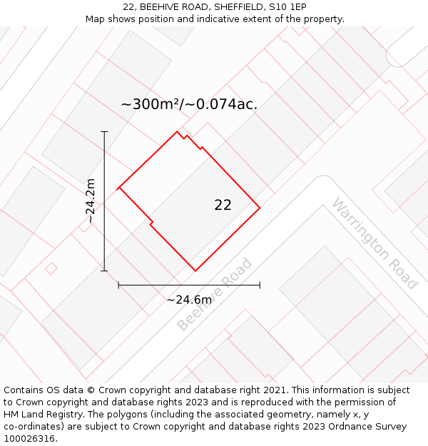 22, BEEHIVE ROAD, SHEFFIELD, S10 1EP: Plot and title map
