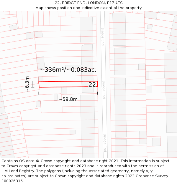 22, BRIDGE END, LONDON, E17 4ES: Plot and title map