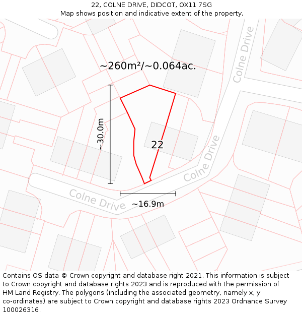 22, COLNE DRIVE, DIDCOT, OX11 7SG: Plot and title map