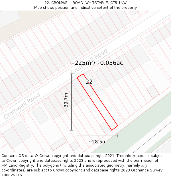 22, CROMWELL ROAD, WHITSTABLE, CT5 1NW: Plot and title map